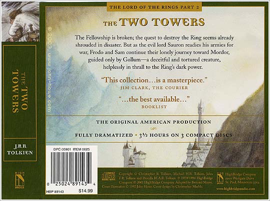 The Lord of the Rings Part 2: The Two Towers - Highbridge audio edition/back