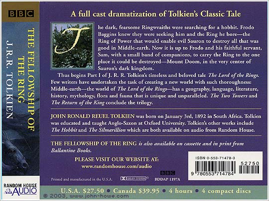 Random House Audio: The Fellowship of the Ring - CD (back)