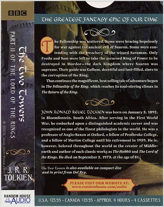 Random House Audio: The Two Towers - cassettes (back)