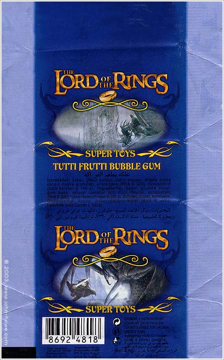 TURKEY - Lord of the Rings Tutti Frutti Bubble Gum