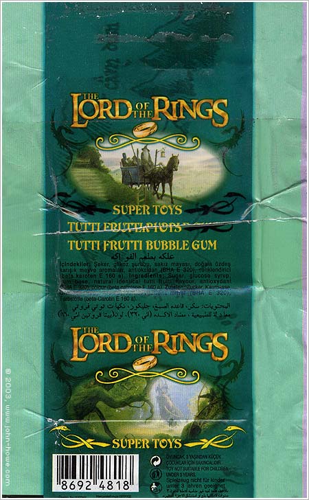 TURKEY - Lord of the Rings Tutti Frutti Bubble Gum